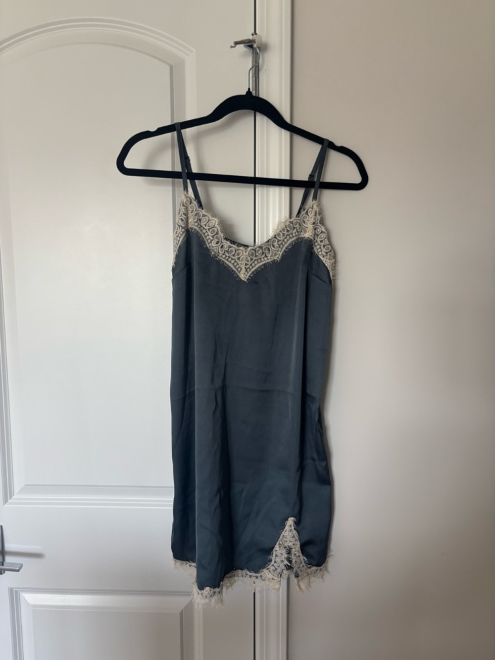 Arizona Jean Co. Navy Satin Slip with Ivory Lace